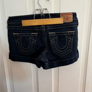 True Religion Women's Dark Blue Denim Shorts